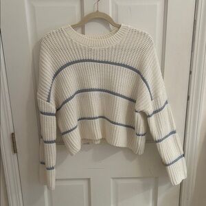 moon & madison Ivory and Navy Striped Sweater